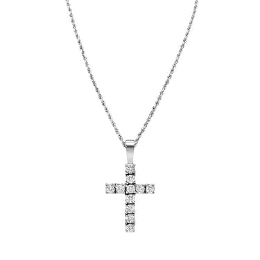 14k Gold Classic Diamond Cross Pendant 1 Cwt.